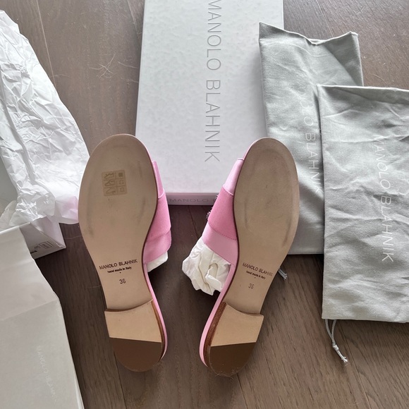 NWB Manolo Blahnik Martamod satin sandals pink 36 - Picture 3 of 4
